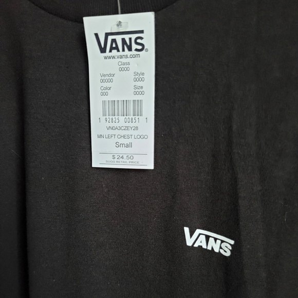 Vans Black Left Front Logo Shirt Small - Picture 5 of 6